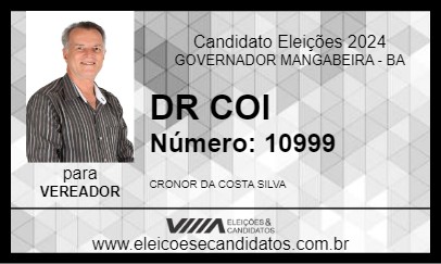 Candidato DR COI 2024 - GOVERNADOR MANGABEIRA - Eleições