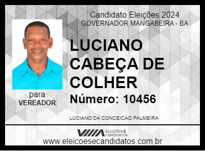 Candidato LUCIANO CABEÇA DE COLHER 2024 - GOVERNADOR MANGABEIRA - Eleições