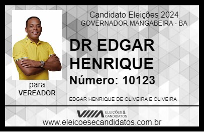 Candidato DR EDGAR HENRIQUE 2024 - GOVERNADOR MANGABEIRA - Eleições