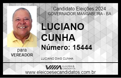 Candidato LUCIANO CUNHA 2024 - GOVERNADOR MANGABEIRA - Eleições