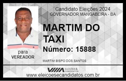 Candidato MARTIM DO TAXI 2024 - GOVERNADOR MANGABEIRA - Eleições