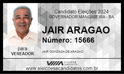 Candidato JAIR ARAGAO 2024 - GOVERNADOR MANGABEIRA - Eleições