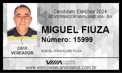 Candidato MIGUEL FIUZA 2024 - GOVERNADOR MANGABEIRA - Eleições