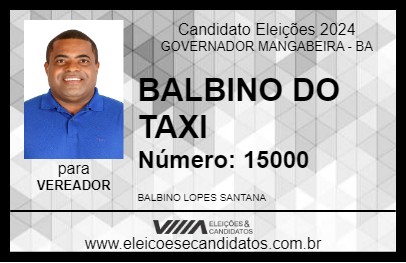 Candidato BALBINO DO TAXI 2024 - GOVERNADOR MANGABEIRA - Eleições