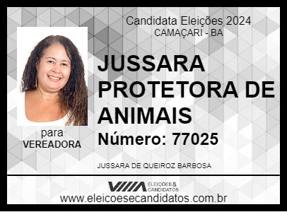 Candidato JUSSARA PROTETORA DE ANIMAIS 2024 - CAMAÇARI - Eleições