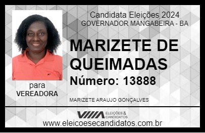 Candidato MARIZETE DE QUEIMADAS 2024 - GOVERNADOR MANGABEIRA - Eleições