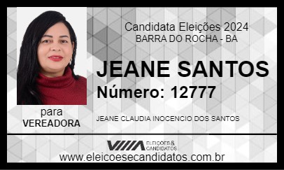 Candidato JEANE SANTOS 2024 - BARRA DO ROCHA - Eleições