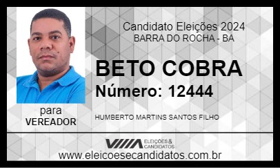 Candidato BETO COBRA 2024 - BARRA DO ROCHA - Eleições