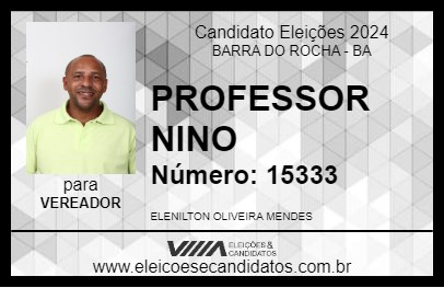 Candidato PROFESSOR NINO 2024 - BARRA DO ROCHA - Eleições