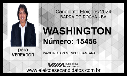 Candidato WASHINGTON 2024 - BARRA DO ROCHA - Eleições