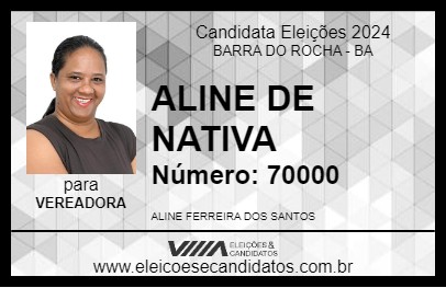 Candidato ALINE DE NATIVA 2024 - BARRA DO ROCHA - Eleições