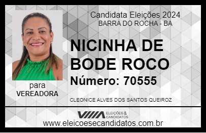 Candidato NICINHA DE BODE ROCO 2024 - BARRA DO ROCHA - Eleições