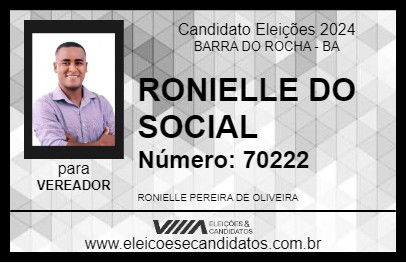 Candidato RONIELLE DO SOCIAL 2024 - BARRA DO ROCHA - Eleições