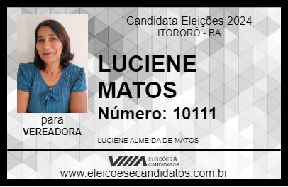 Candidato LUCIENE MATOS 2024 - ITORORÓ - Eleições