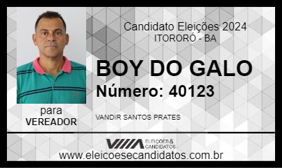 Candidato BOY DO GALO 2024 - ITORORÓ - Eleições