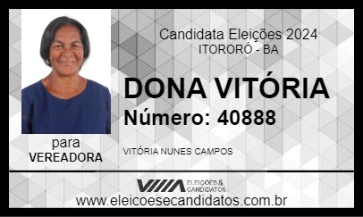 Candidato DONA VITÓRIA 2024 - ITORORÓ - Eleições