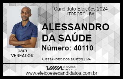 Candidato ALESSANDRO DA SAÚDE 2024 - ITORORÓ - Eleições