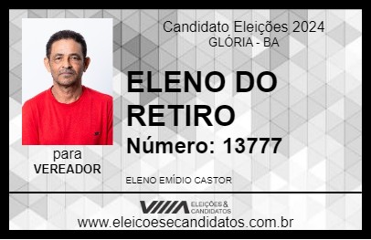 Candidato ELENO DO RETIRO 2024 - GLÓRIA - Eleições