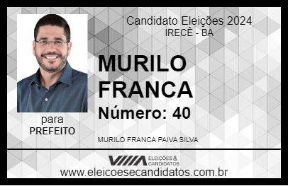 Candidato MURILO FRANCA 2024 - IRECÊ - Eleições