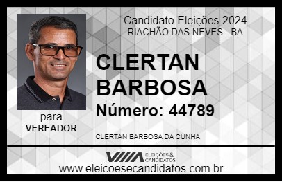 Candidato CLERTAN BARBOSA 2024 - RIACHÃO DAS NEVES - Eleições