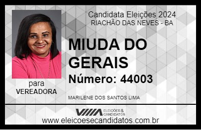 Candidato MIUDA DO GERAIS 2024 - RIACHÃO DAS NEVES - Eleições