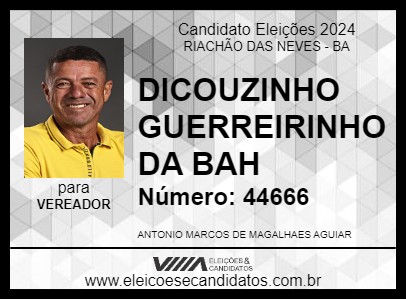 Candidato DICOUZINHO GUERREIRINHO DA BAH 2024 - RIACHÃO DAS NEVES - Eleições