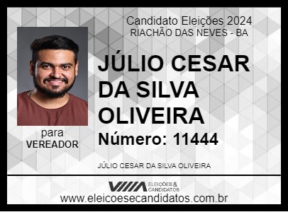 Candidato JÚLIO CESAR DA SILVA OLIVEIRA 2024 - RIACHÃO DAS NEVES - Eleições