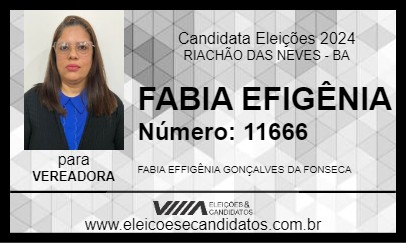 Candidato FABIA EFIGÊNIA 2024 - RIACHÃO DAS NEVES - Eleições