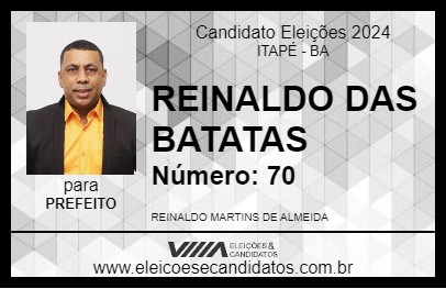 Candidato REINALDO DAS BATATAS 2024 - ITAPÉ - Eleições