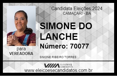 Candidato SIMONE DO LANCHE 2024 - CAMAÇARI - Eleições