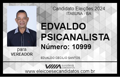 Candidato EDVALDO PSICANALISTA 2024 - ITABUNA - Eleições