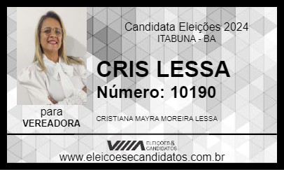 Candidato CRIS LESSA 2024 - ITABUNA - Eleições