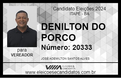 Candidato DENILTON DO PORCO 2024 - ITAPÉ - Eleições