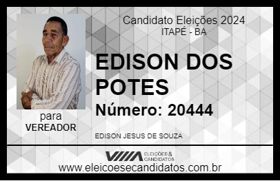 Candidato EDISON DOS POTES 2024 - ITAPÉ - Eleições