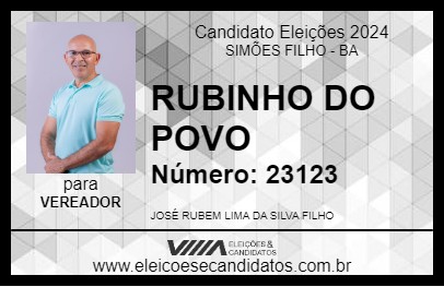 Candidato RUBINHO DO POVO 2024 - SIMÕES FILHO - Eleições