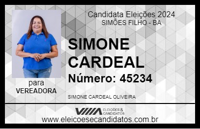 Candidato SIMONE CARDEAL 2024 - SIMÕES FILHO - Eleições