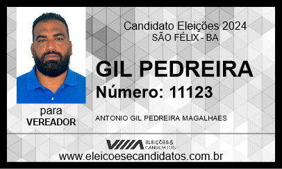 Candidato GIL PEDREIRA 2024 - SÃO FÉLIX - Eleições