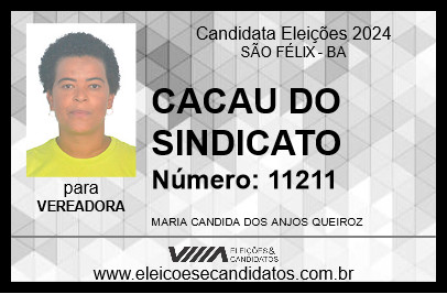 Candidato CACAU DO SINDICATO 2024 - SÃO FÉLIX - Eleições