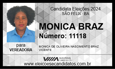 Candidato MONICA BRAZ 2024 - SÃO FÉLIX - Eleições