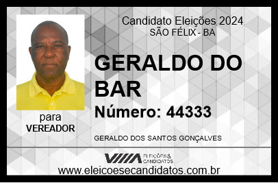 Candidato GERALDO DO BAR 2024 - SÃO FÉLIX - Eleições