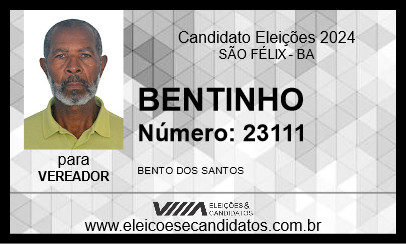 Candidato BENTINHO 2024 - SÃO FÉLIX - Eleições