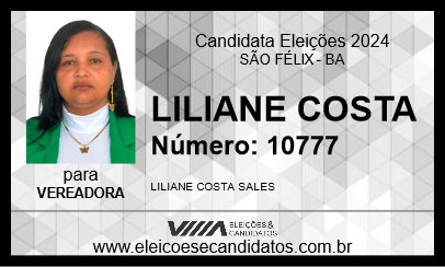 Candidato LILIANE COSTA 2024 - SÃO FÉLIX - Eleições