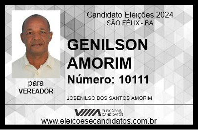 Candidato GENILSON AMORIM 2024 - SÃO FÉLIX - Eleições