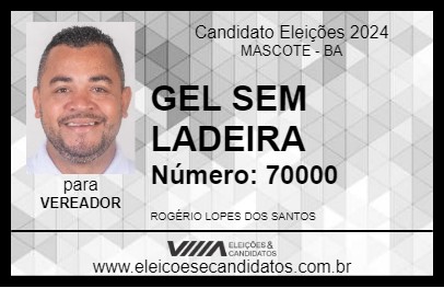 Candidato GEL SEM LADEIRA 2024 - MASCOTE - Eleições