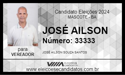 Candidato JOSÉ AILSON 2024 - MASCOTE - Eleições