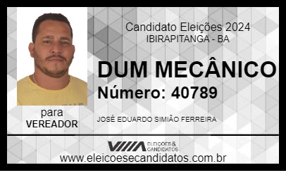 Candidato DUM MECÂNICO 2024 - IBIRAPITANGA - Eleições