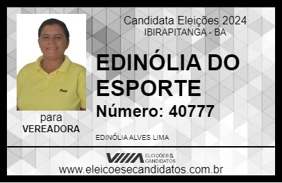 Candidato EDINÓLIA DO ESPORTE 2024 - IBIRAPITANGA - Eleições