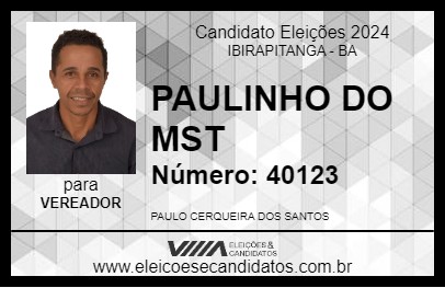 Candidato PAULINHO DO MST 2024 - IBIRAPITANGA - Eleições