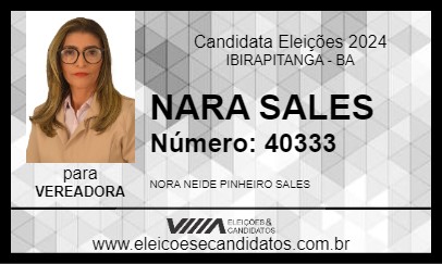 Candidato NARA SALES 2024 - IBIRAPITANGA - Eleições