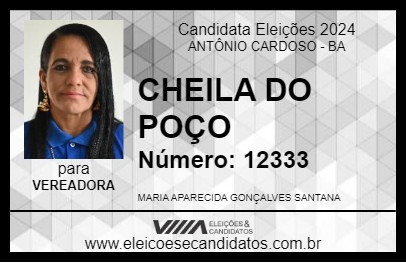 Candidato CHEILA DO POÇO 2024 - ANTÔNIO CARDOSO - Eleições